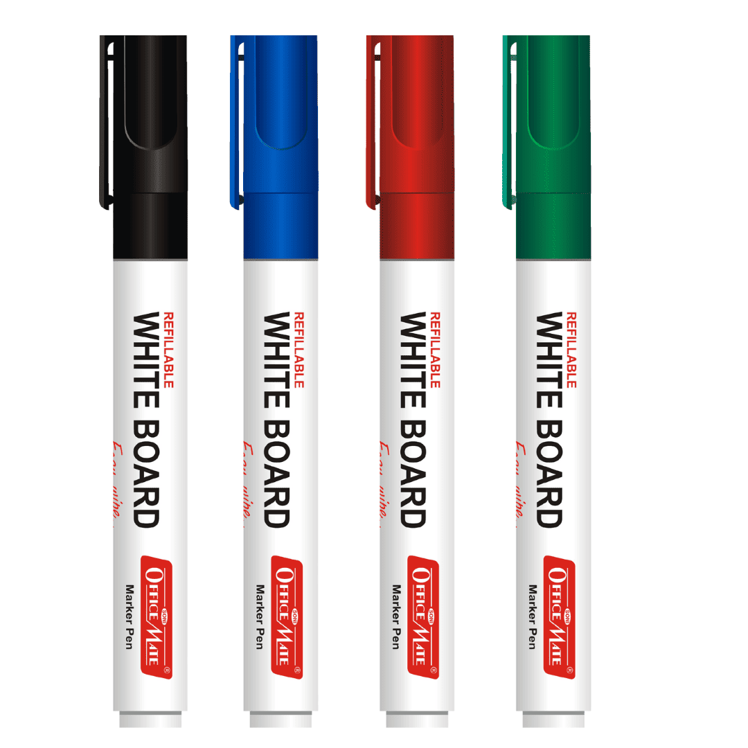 OfficeMate refillable whiteboard markers in four colors