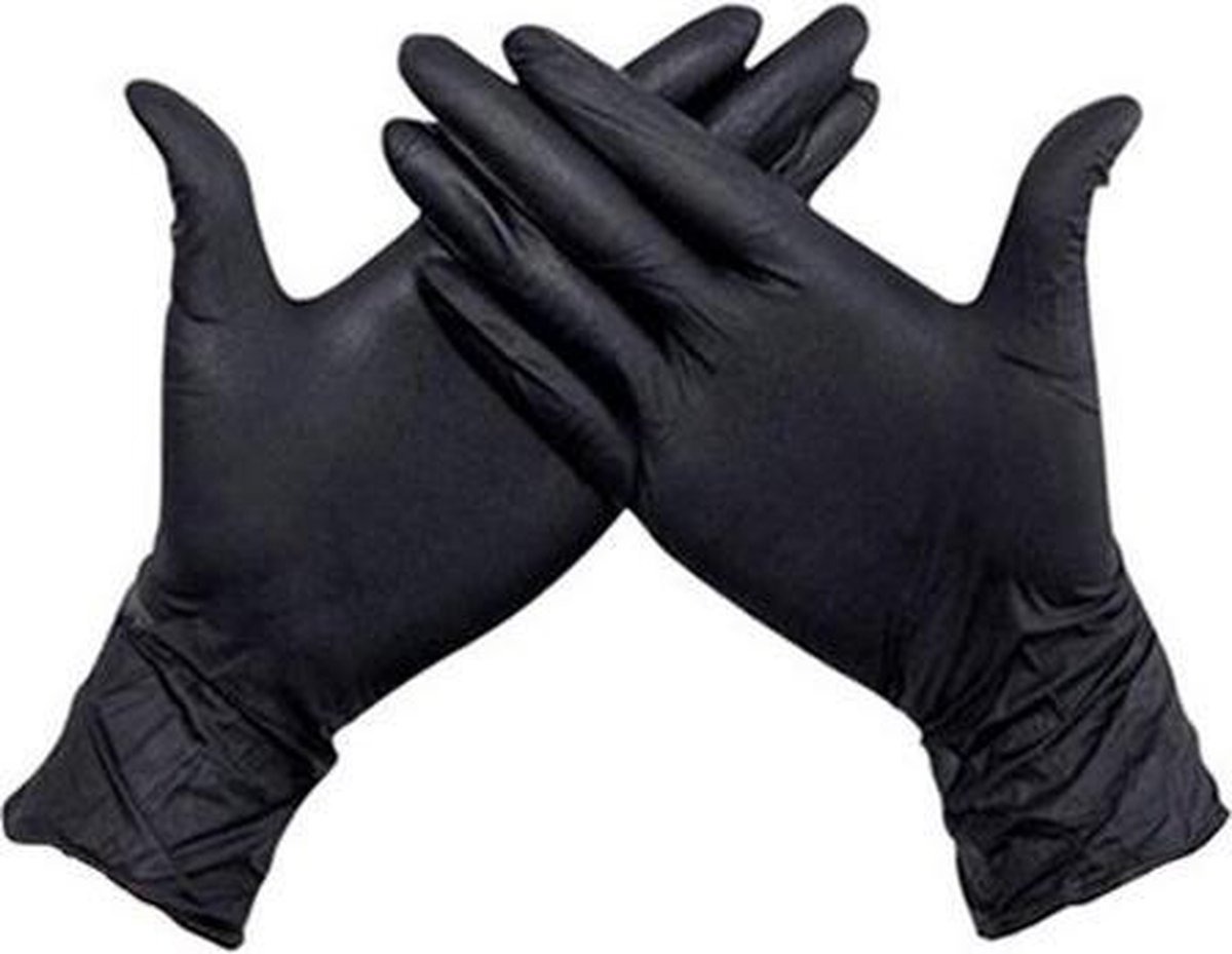 Black Disposable Nitrile Gloves - Crossed Hands